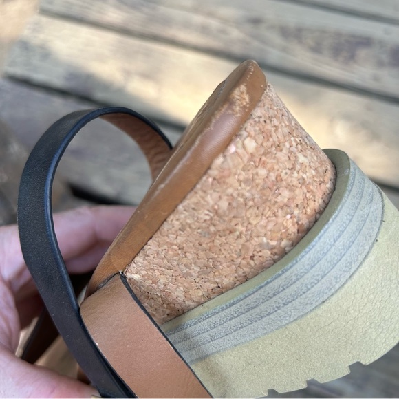 Women's See by Chloe Robin Wedge Sandals Black Leather Ankle Strap Size 38 - Picture 7 of 8